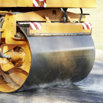 compactor roller at asphalting work